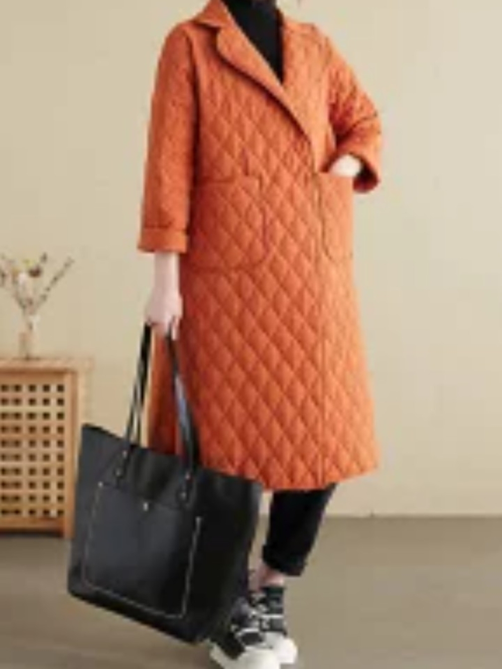 Quilted Burnt Orange Longline Women's Coat🔥🔥🔥W/Pockets 🆕✨